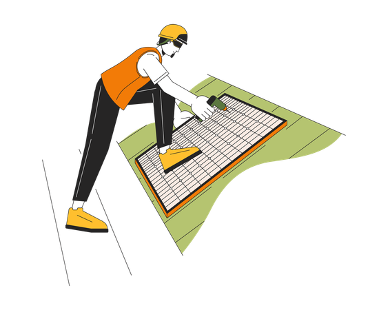 Solar panels installation on roof  Illustration