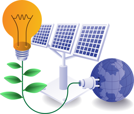 Solar panels natural energy eco green  イラスト