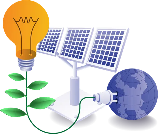 Solar panels natural energy eco green  Illustration