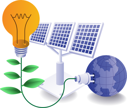 Solar panels natural energy eco green  Illustration