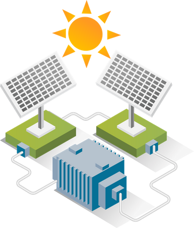 Solar panels with energy storage  Illustration