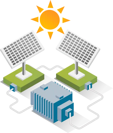Solar panels with energy storage Illustration