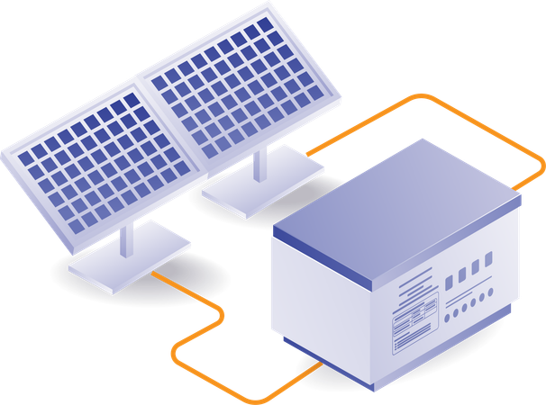 Solar panels with generators  Illustration