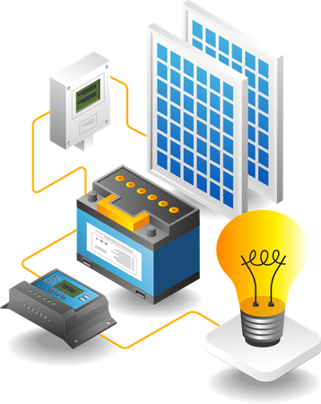 Solar power technology system flow circuit  Illustration