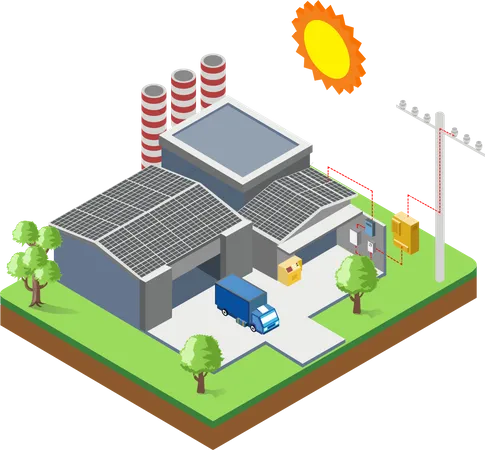 Solar Powered Factory  Illustration
