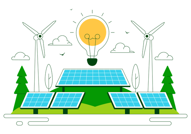 Solar powered farm  Illustration