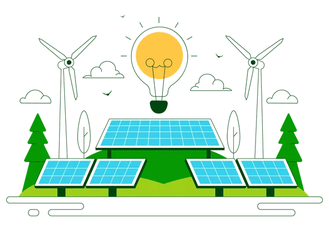Solar powered farm  Illustration