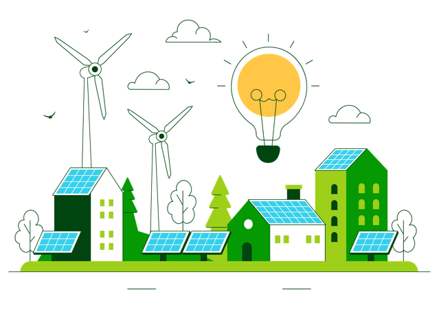 Solar powered farm house  Illustration