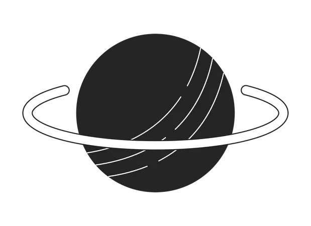 Solar System Planet Flat Monochrome Isolated Vector Object Celestial Body With Ring Editable Black And White Line Art Drawing Simple Outline Spot Illustration For Web Graphic Design Illustration