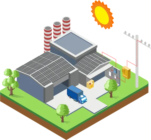 Solarbetriebene Fabrik  Illustration