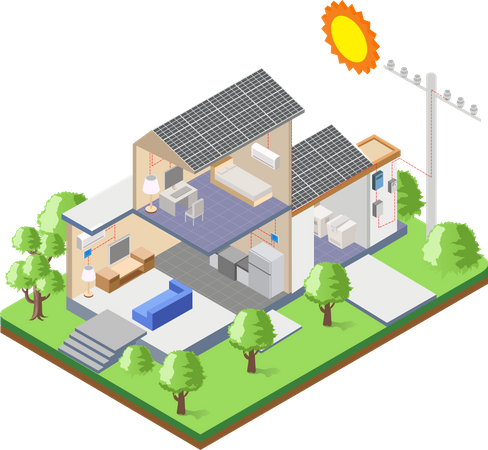 Solarbetriebene Konstruktion  Illustration