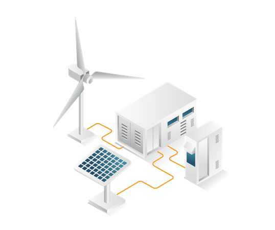 Kanal für Solarenergie-Speicherbatterien  Illustration