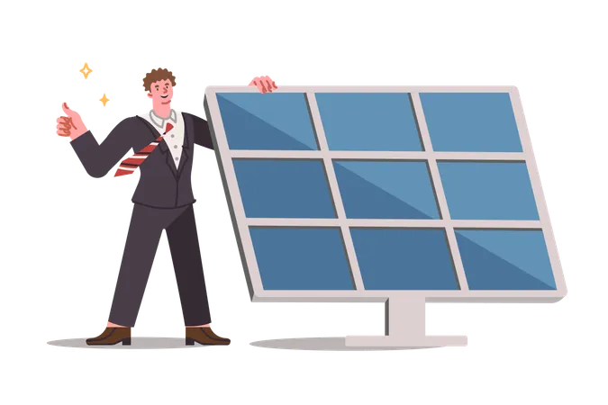 Solarpanel zur Erzeugung von Strom aus erneuerbaren Quellen  Illustration