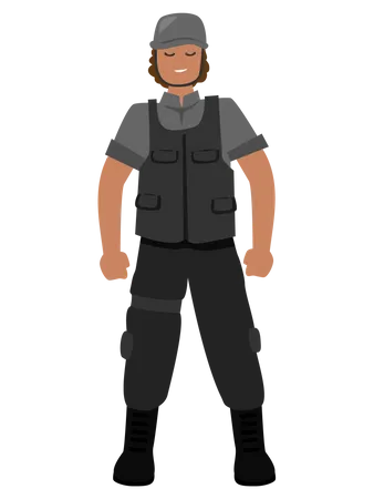 Soldado com armadura corporal  Ilustração