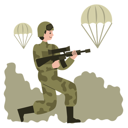Soldado em ação  Ilustração