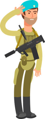 Soldado militar dando saludo  Illustration
