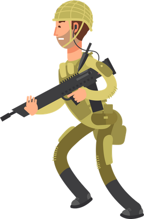 Soldados con arma  Ilustración