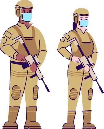 Soldados en pandemia  Ilustración