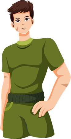 Personaje de hombre soldado  Ilustración