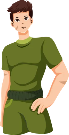 Personaje de hombre soldado  Ilustración