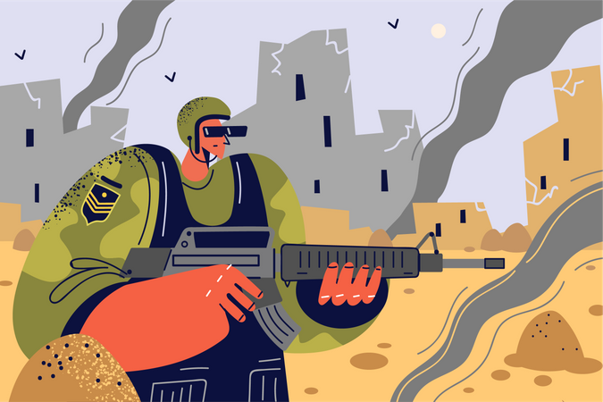Armeemann mit Pistole  Illustration