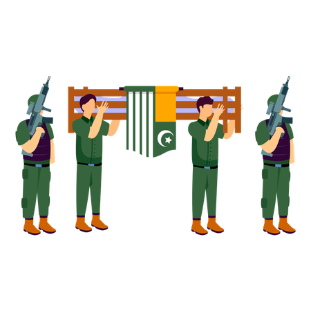 Soldat participant aux rites funéraires des civils du Cachemire  Illustration