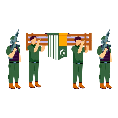 Soldat participant aux rites funéraires des civils du Cachemire  Illustration