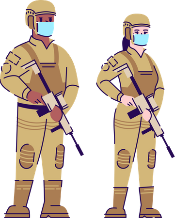 Soldaten in der Pandemie  Illustration