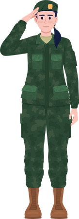 Soldatin in Uniform salutiert  Illustration