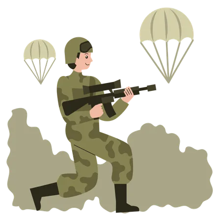 Soldier in Action  Illustration
