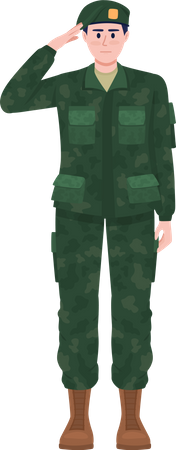 Soldier in military clothes saluting  Illustration