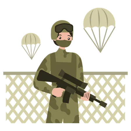 Soldier in Uniform  Illustration