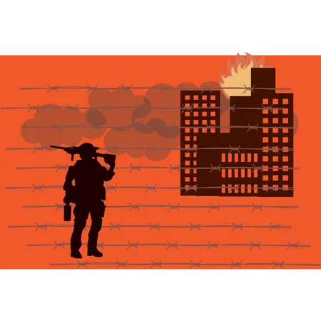 Soldier Standing With Gun Illustration