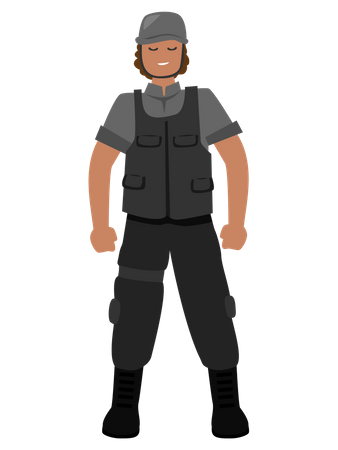 Soldier with Body armor Illustration