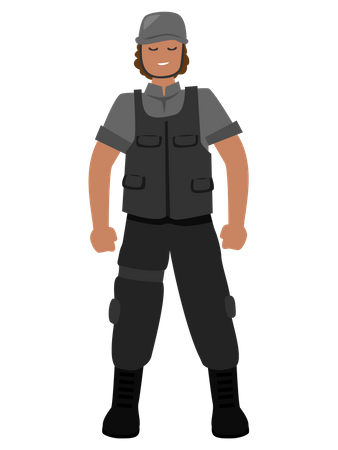 Soldier with Body armor  Illustration