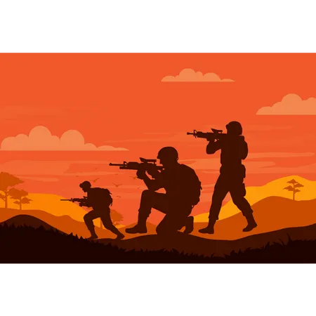 Soldiers Are Fighting Illustration