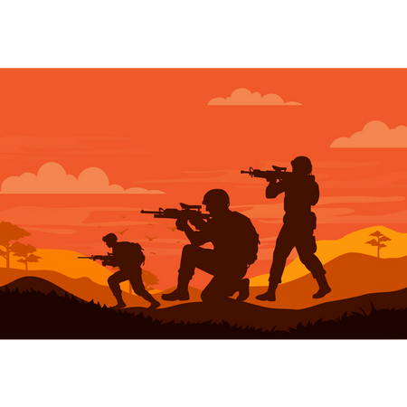 Soldiers Are Fighting  Illustration