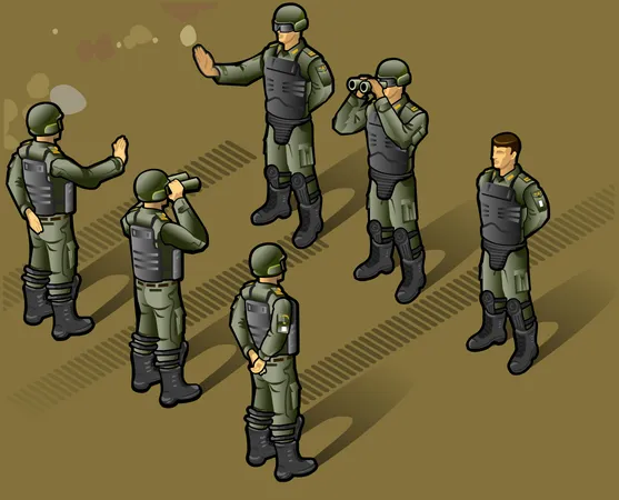 Soldiers Doing Activity  Illustration