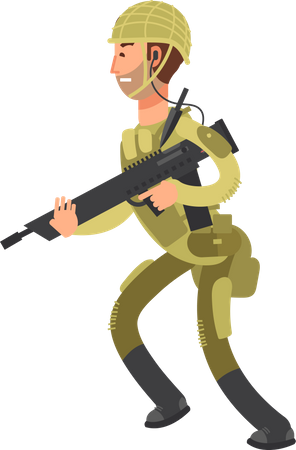 Soldiers With Gun  Illustration