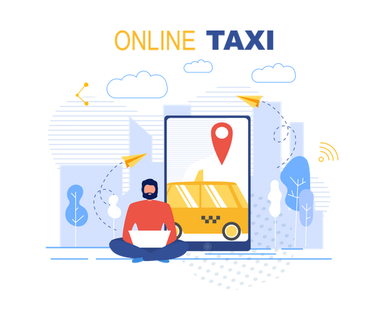 Solicitud de reserva de servicio de taxi en línea  Ilustración