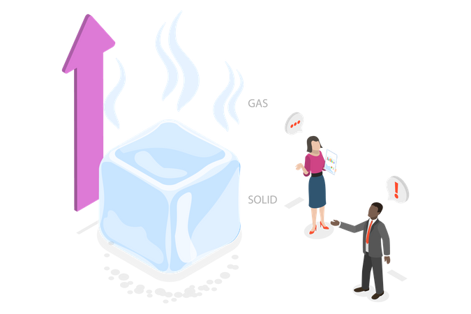 Solid to Gas Phase Transformation  Illustration