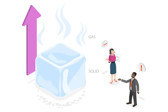 Solid to Gas Phase Transformation  Illustration