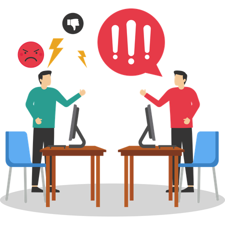 Сolleagues have misunderstanding or fight in office  Illustration