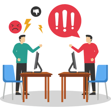 Сolleagues have misunderstanding or fight in office  Illustration