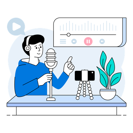 Solo host leading live streaming session  Illustration