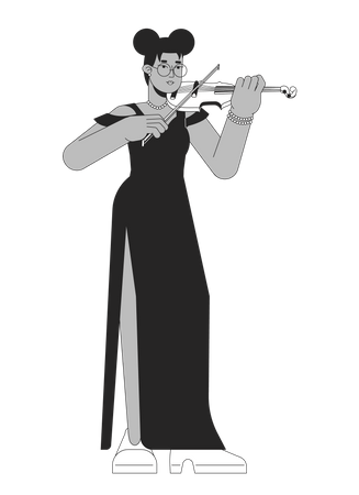 Solo violinist female  イラスト