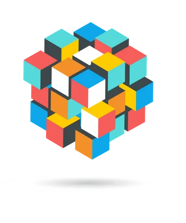 Solução de quebra-cabeça de cubo  Ilustração