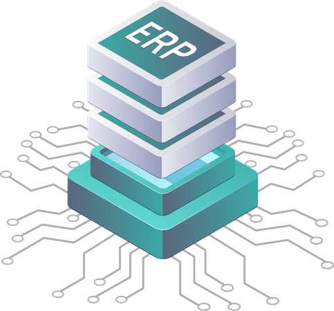 Soluciones de servidor de bases de datos ERP para el crecimiento empresarial  Ilustración