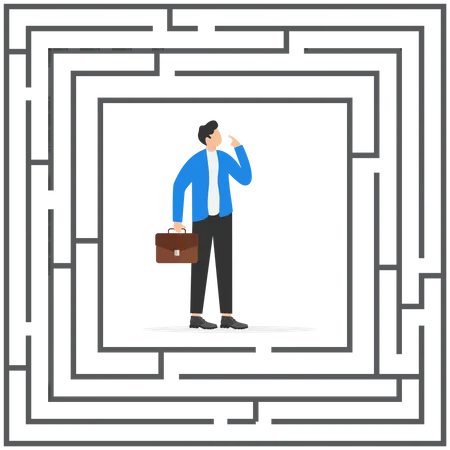Solving Problems Businessman Thinking How To Pass The Maze Choose The Right Path Flat Design Vector Concept Illustration Vector Clipart Business Concept Illustration