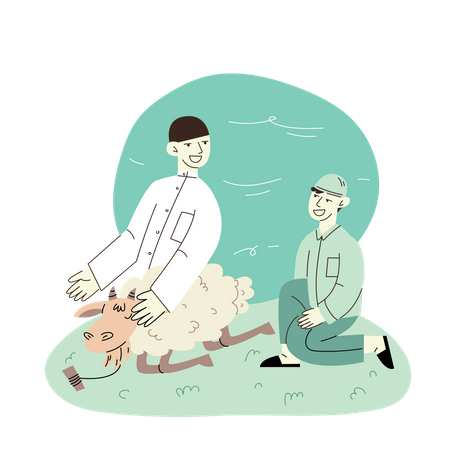 Some Men with Sheep  Illustration